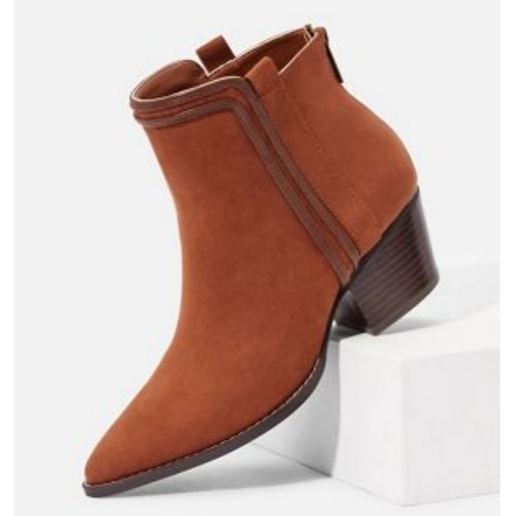 JustFab Shoes - JUST FAB keke faux suede ankle boots. Trimmed in faux leather. Size is 6.